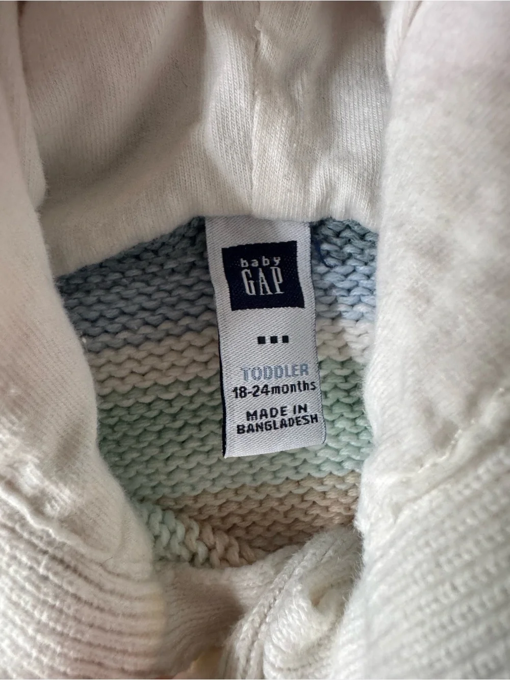 Baby Gap Hooded Cable Knit Cardigan Sweater Coat 18-24M Pastel Striped